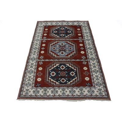 Oriental Hand-Knotted Wool Red Area Rug
