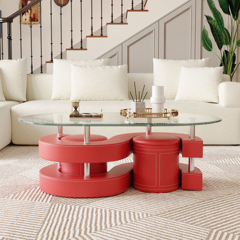 Ensemble de tables basses Burdell Ct255, Rouge