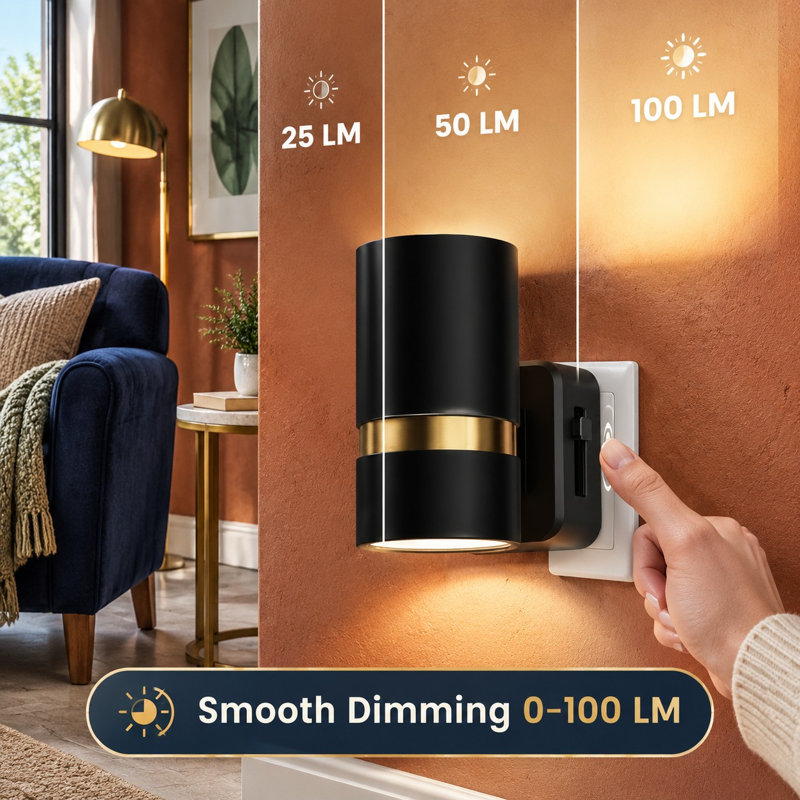 This 2-pack of wall-outlet night lights features dusk-to-dawn sensing plus adjustable 0-100LM brightness in 3000K soft white.