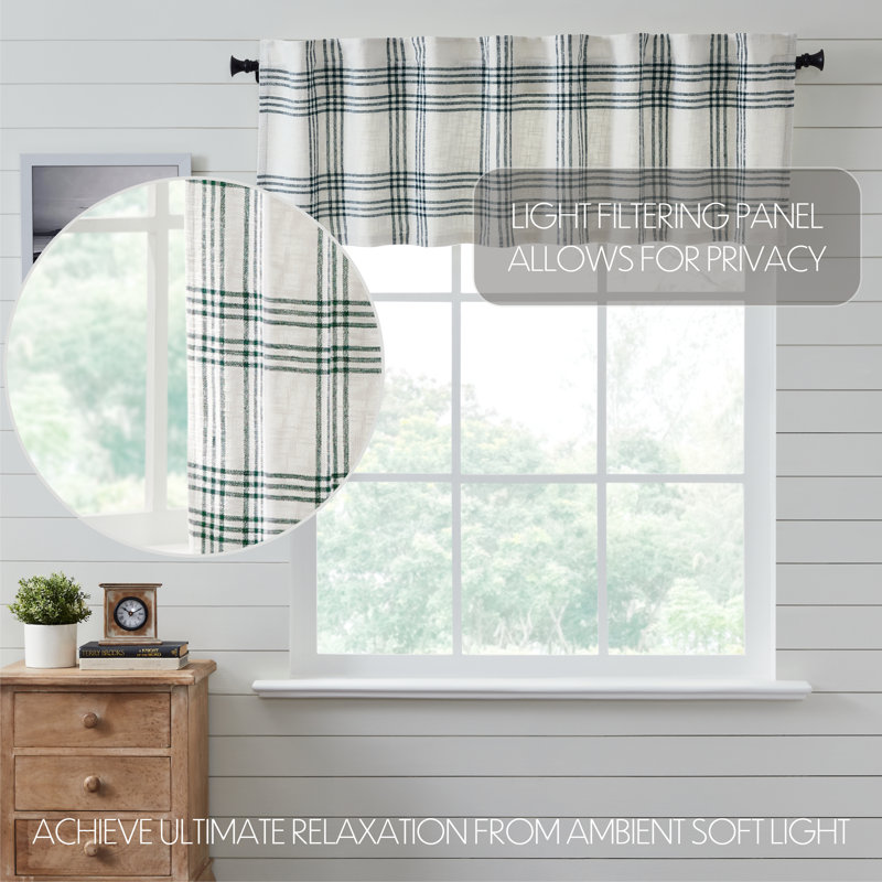Pine Grove Plaid Cotton Tailored Valance in Green and White