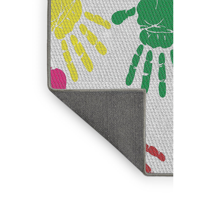 Tapis bleu / rouge / vert en laine et polyester tissé à la machine Barajas, Rectangle 8 pi x 10 pi
