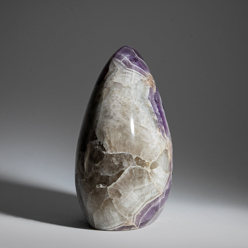 Genuine Polished Amethyst Freeform from Brazil (2.6 Lbs), Gray/Purple