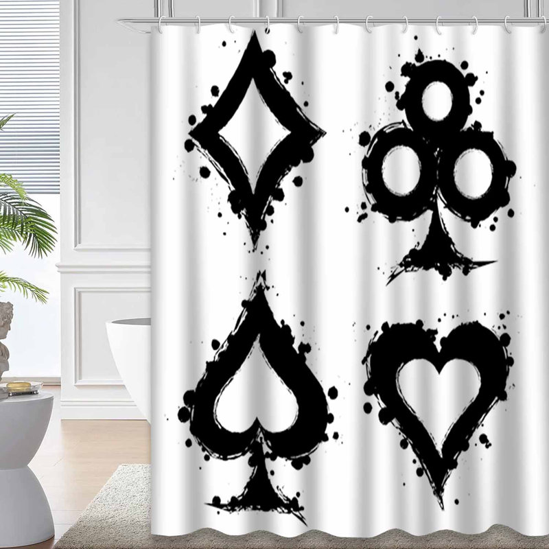Rideau de douche noir avec 12 crochets, L 72 po x l 78 po