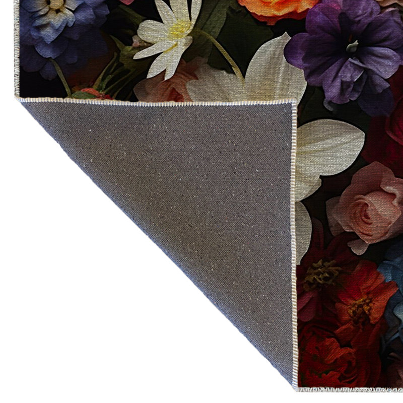 Multi-Colored Floral Rose Daisy Patterned Creative Modern Decorative Rug, Rectangle 4'11.06" x 7'6.55"