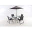 Ensemble de salle à manger d'extérieur pour 4 personnes, ensemble de table et chaises en métal avec parasol