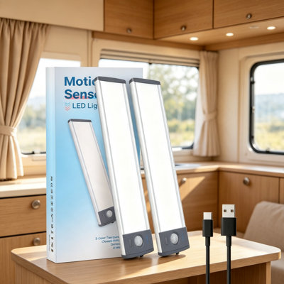 Rechargeable LED Strip Night Lights Motion Sensor with 3 Color Temperatures & Dimmable Brightness RV Step Lights