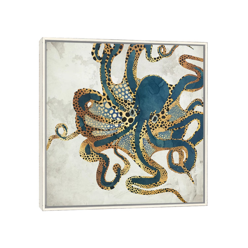 Underwater Dream VI - impression d'art graphique, H 37 po x l 37 po, Toile avec cadre flottant, Blanc patiné