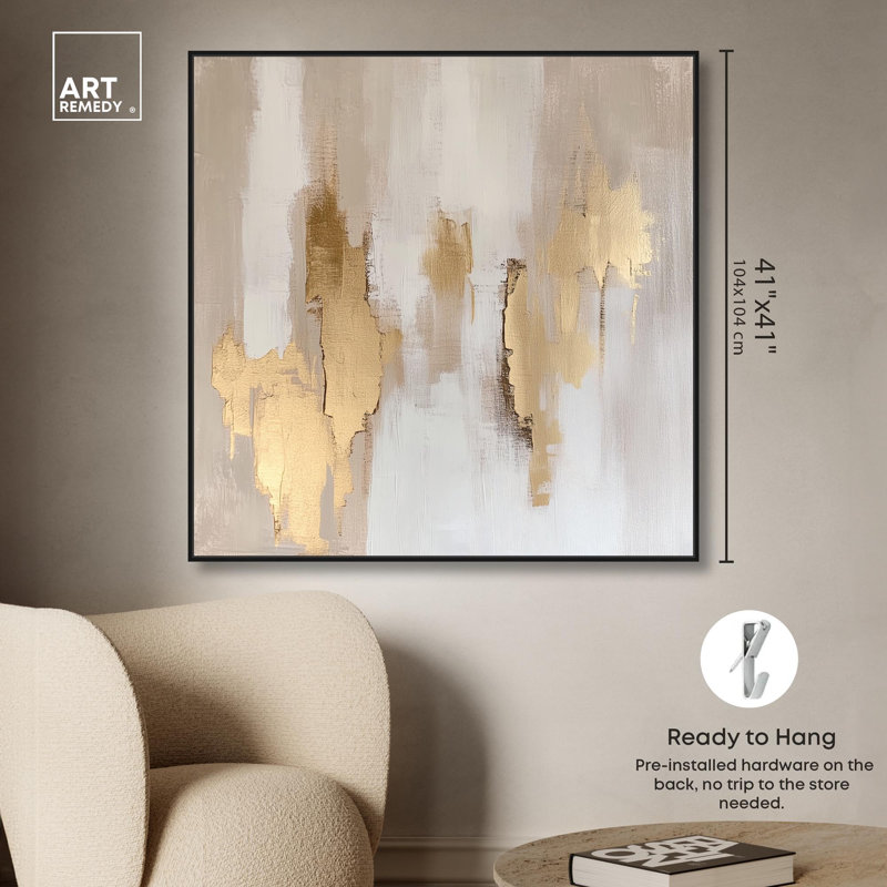 Art Remedy, toile abstraite boho, Taylor's Gold III, H 41 po x l 41 po x P 1,8 po, Reproduction encadrée sans passe-partout