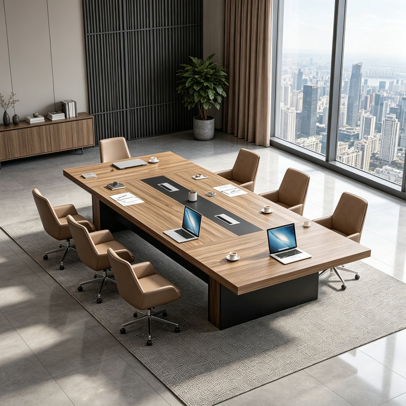 94.6 " MDF Rectangle Conference Table, Walnut