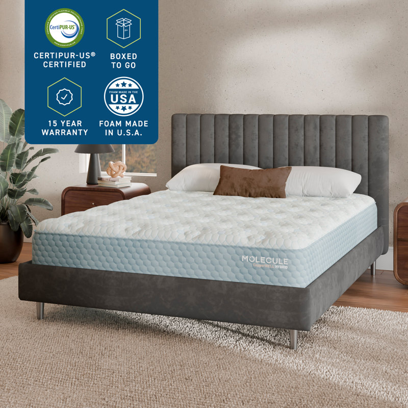 MOLECULE CopperWELL 13" Hybrid Cooling Gel Memory Foam and Encased Coil Medium Firm Mattress, Full