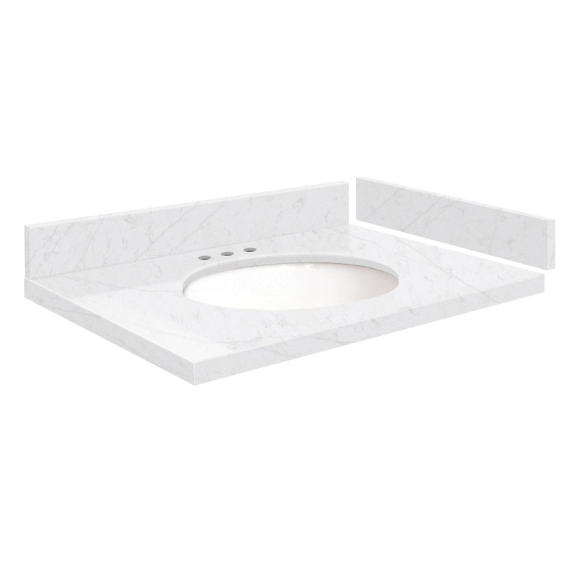 28,5 comptoir de meuble-lavabo simple avec 3 trous de robinet, Statuario