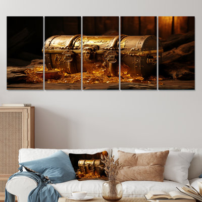 «Pirates Gold Treasure I - Pirate», art mural 5 pièces pour le salon