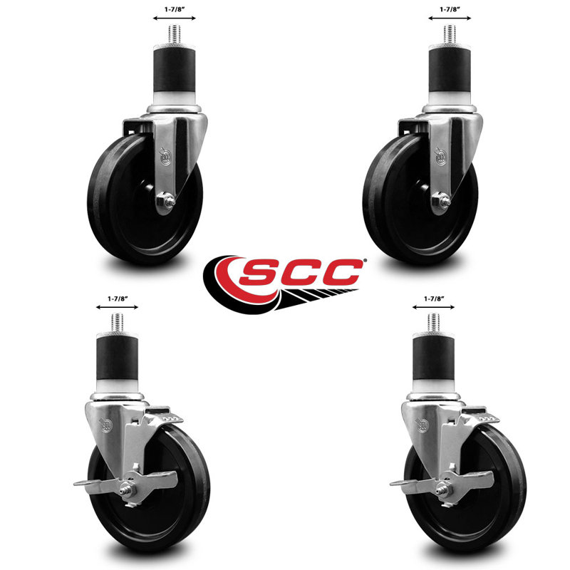 Ensemble de roulettes Phénoliques pivotantes à roues pivotantes 1-7 / 8 pouces 2 CCS