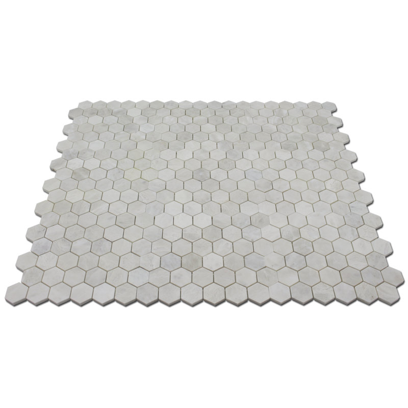 Honeycomb 2" x 2" Marble Mosaic Floor & Wall Tile, Gray