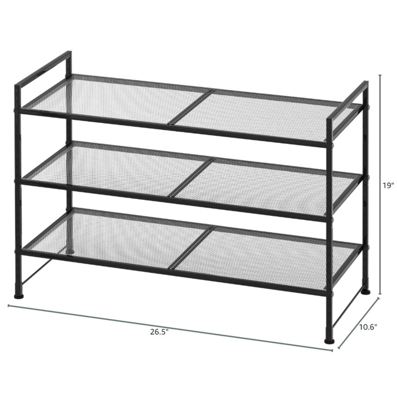 9 Pair Stackable Shoe Rack, Black