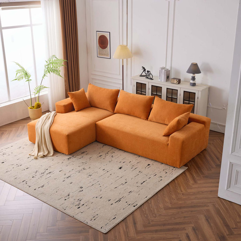 Canapé modulaire 2 pièces, Chenille orange