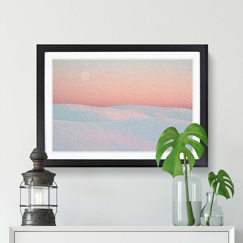 Pink Desert - Picture Frame Painting Print, 36cm H x 48cm W x 2cm D, Black Framed