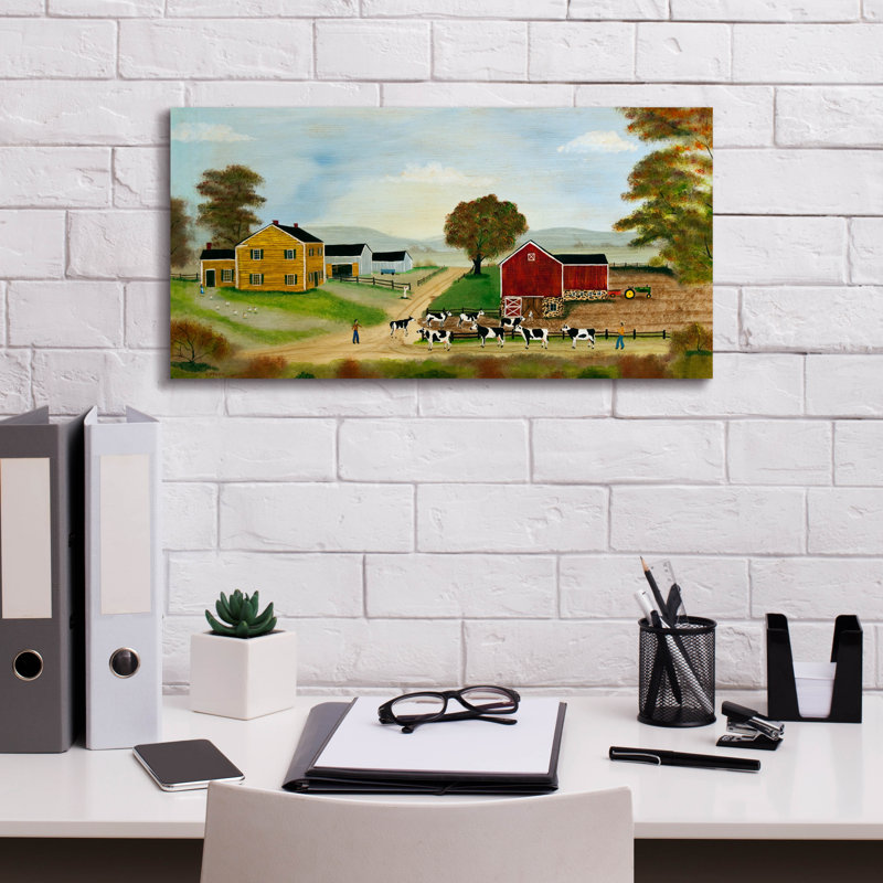  «Milking Time» par C Munro, art mural sur toile, 24 po x 12 po