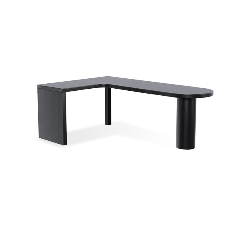 Bureau noir en bois massif en forme de L, Retour à gauche, H 29,53 po x l 70,87 po x P 39,37 po