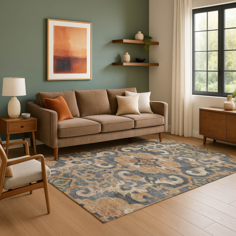 Premium Machine Washable Ralston AMF1947 Global Rug, Rectangle 8' x 10'