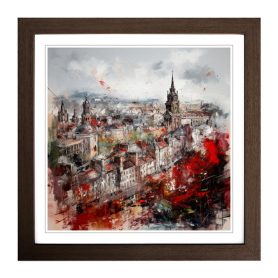 City Of Edinburgh Gestural Art No.2 - Single Picture Frame Print on Wood