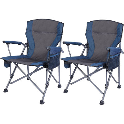 Chaise de camping avec porte-gobelet et poches latérales, bleu