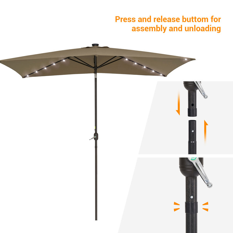 Parasol de marché rectangulaire 120 po x 78 po, Sable