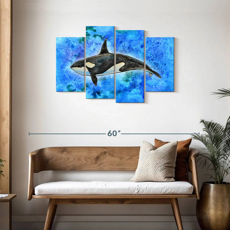 Brampt Orca On Blue, 27" H x 43" W
