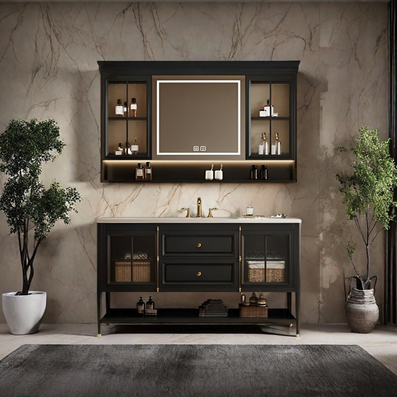 Armoire de salle de bain style français, H 32,28 po x l 55,11 po x P 21,65 po