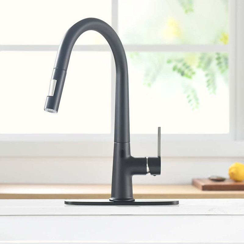 HOOSENG Pull Down Touchless Kitchen Faucet, Matte Black