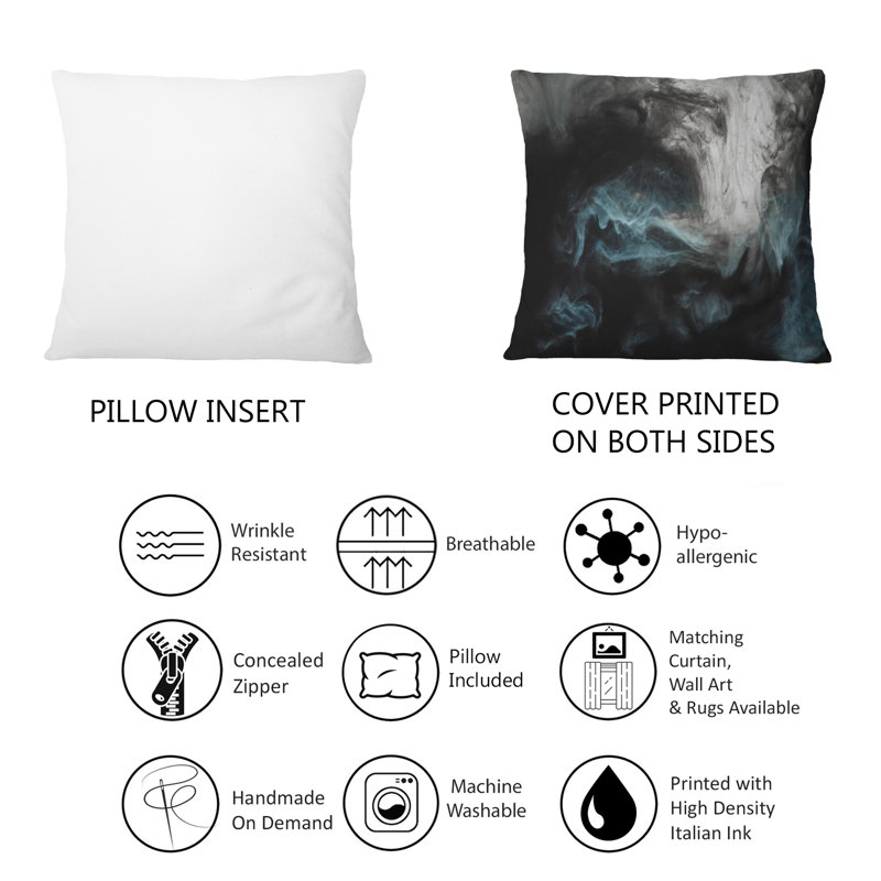 Coussin décoratif gris clair clair Cloudscape avec touche de turquoise II