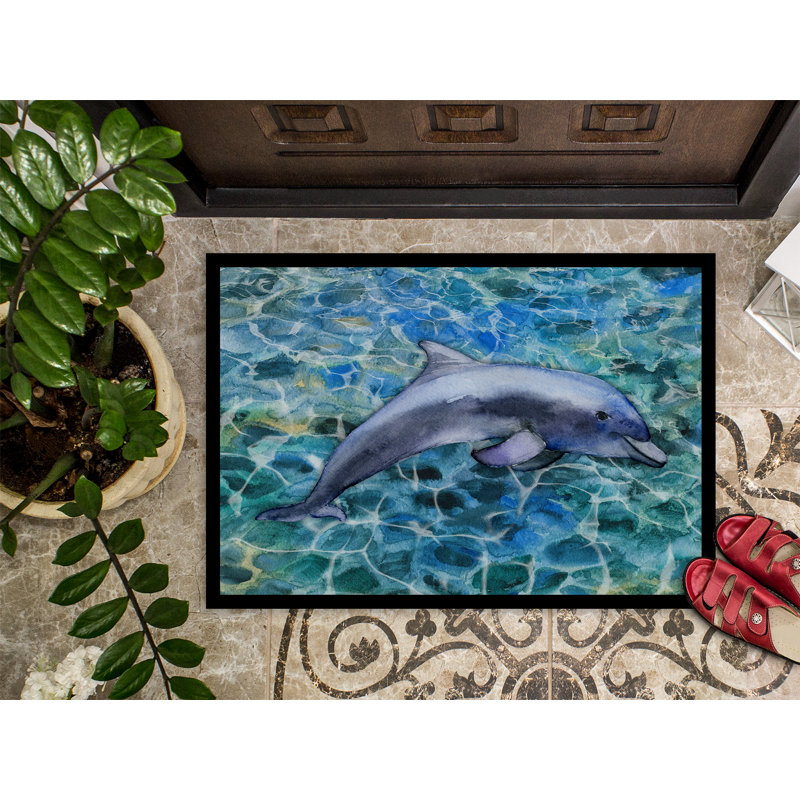 Tapis de porte d’extérieur anti-dérapant dauphin, L 24 po x L 36 po