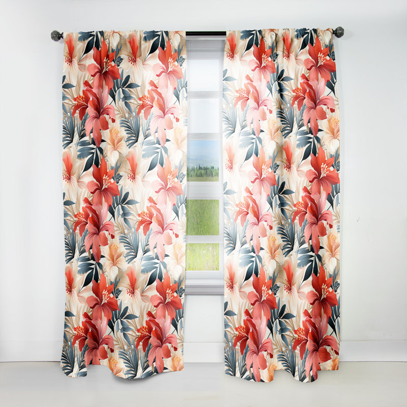 Tropical Whisper - motif tropical II - rideau en velours tropical - obscurcissant - 1 panneau, L 52 po x L 63 po