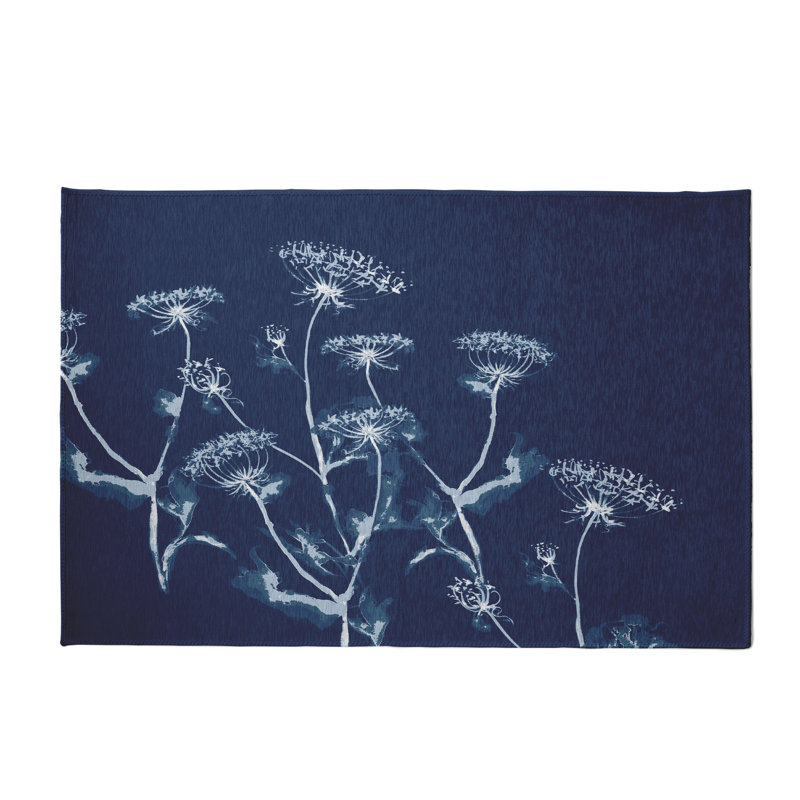 Tapis décoratif floral bleu alvordton, Rectangle 2 pi x 3 pi