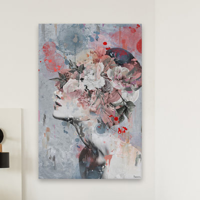 " Pink Flower Face " by Parvez Taj Acrylic Print