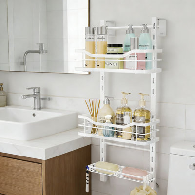 Over The Door Shower Caddy, 3-Tier Adjustable Hanging Shower Organizer With Soap Holder, No Drilling Stainless Steel Bathroom Storage For Shampoo, Body Wash, And Toiletries