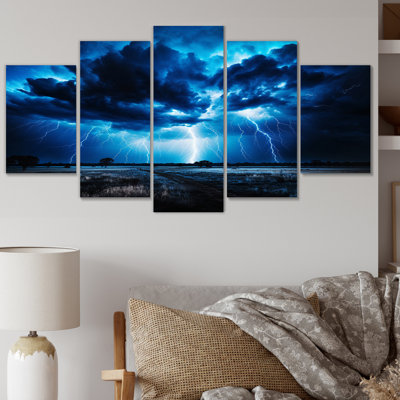 Ethereal Lightning III - Landscapes Wall Art Living Room - 5 Panels