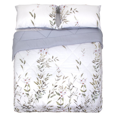 Brindille Reversible Floral Soft Microfiber Comforter Set with Pillow Shams, King