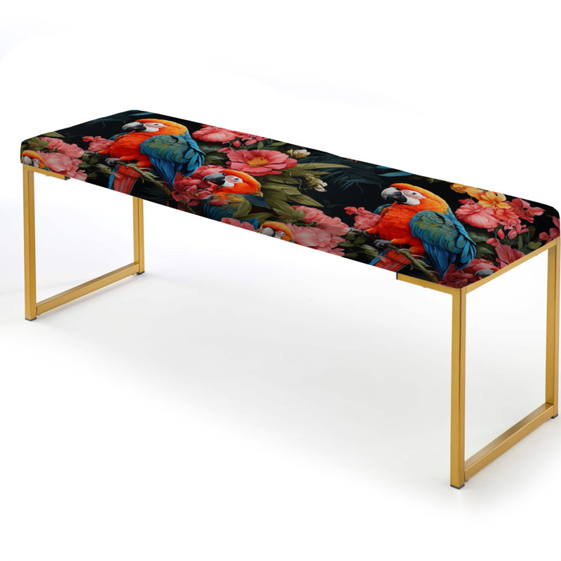 Parrot Palette Tropical Pattern - Tropical Upholstered Gold Bench