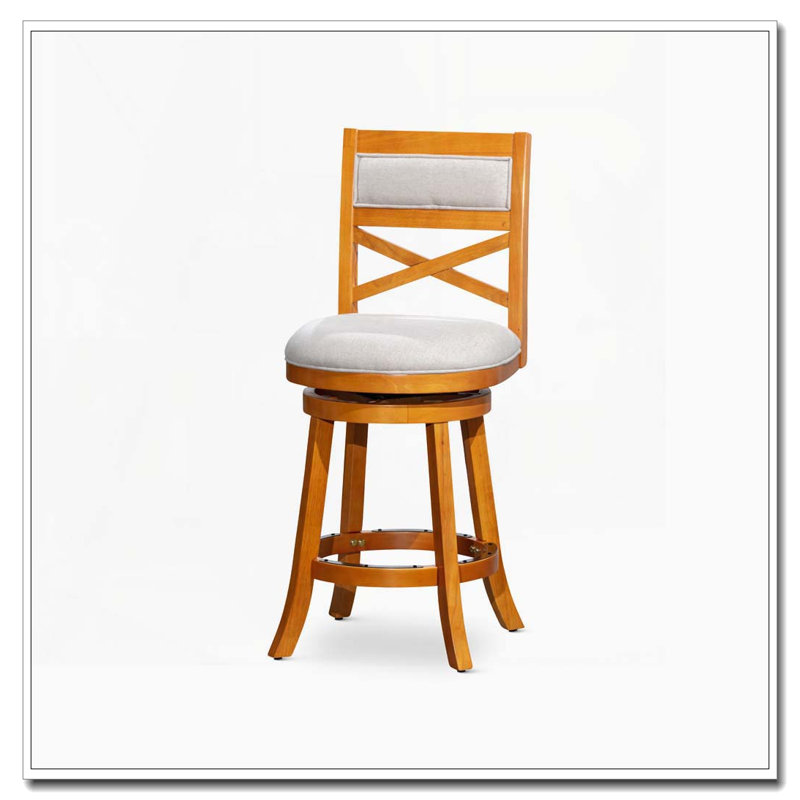 Tabouret pivotant à hauteur de comptoir - siège en tissu beige, Beige / Naturel