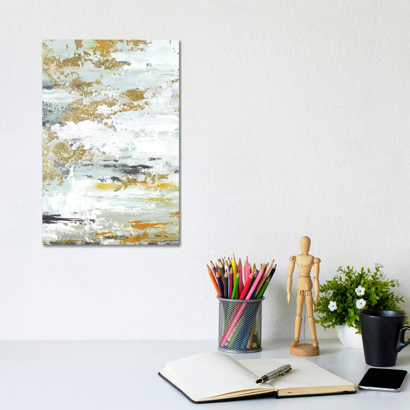 « Gold Magic vertical abstract II » par Patricia Pinto, reproduction d’art, Toile tendue, Pas de tapis