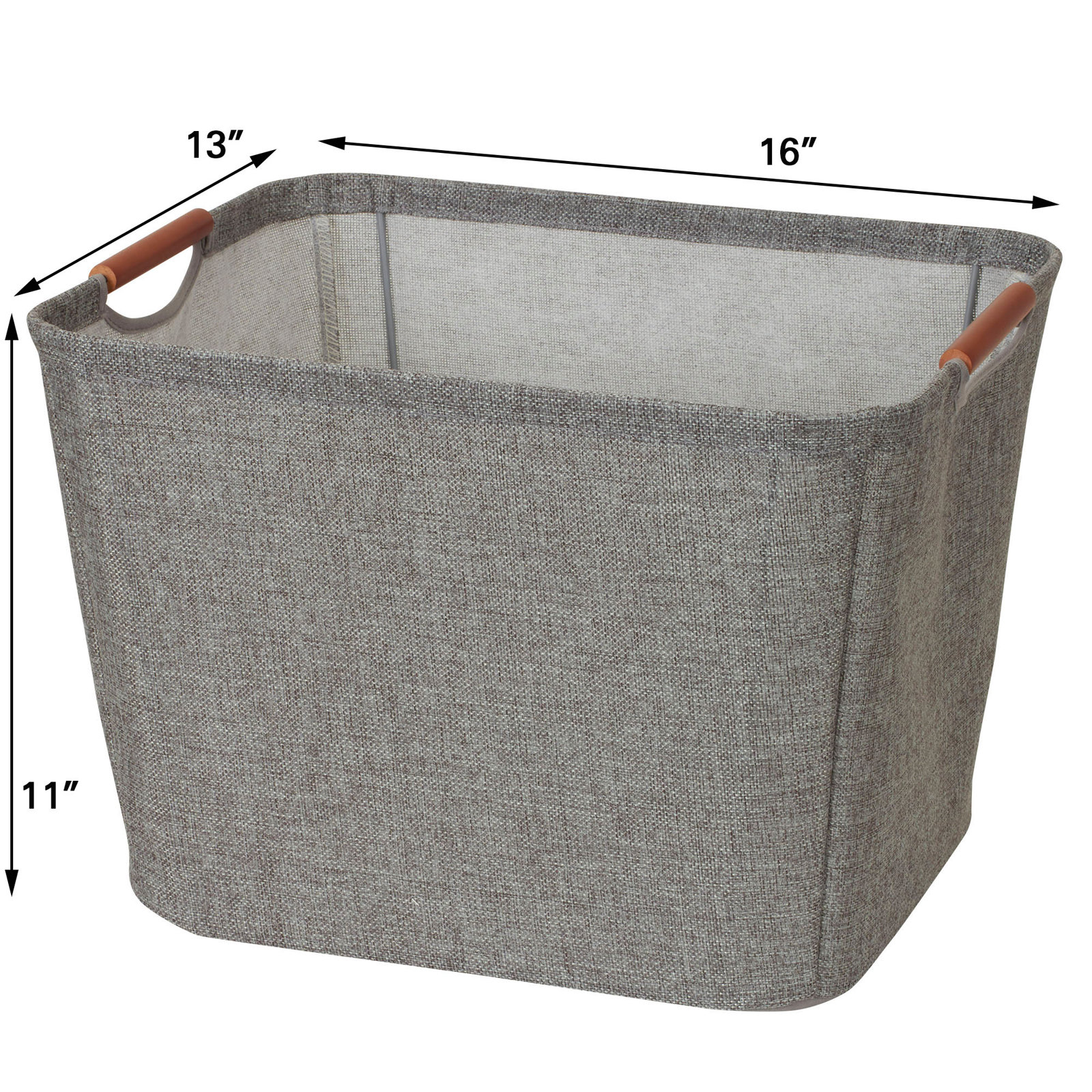 Fabric Decorative Bin 1, 11" H x 16" W x 13" D, Gray