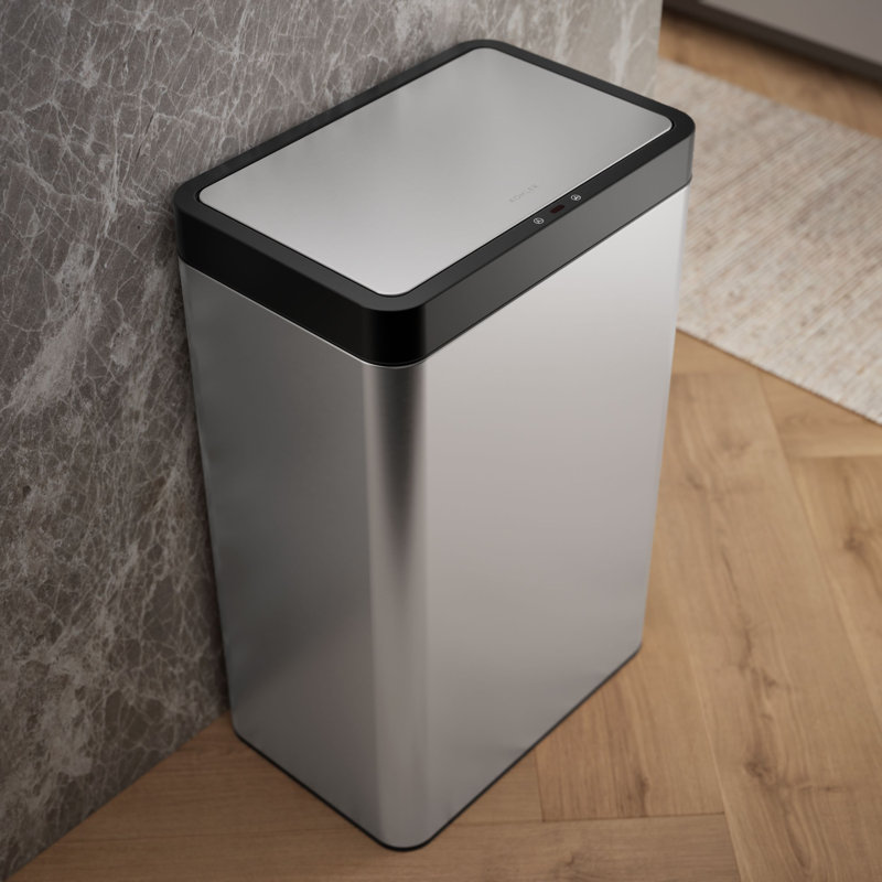 13-Gallon Touchless Stainless Steel Trash Can, Stainless