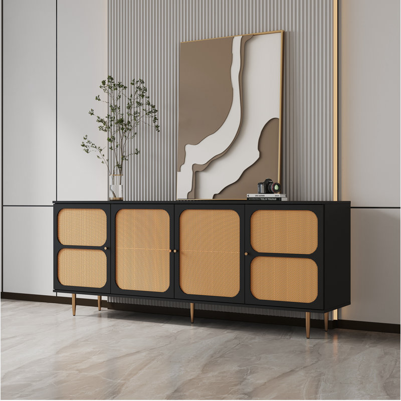 Console avec buffet à 4 portes en rotin 70,87 po Honalee, buffet, crédence et tablette réglable