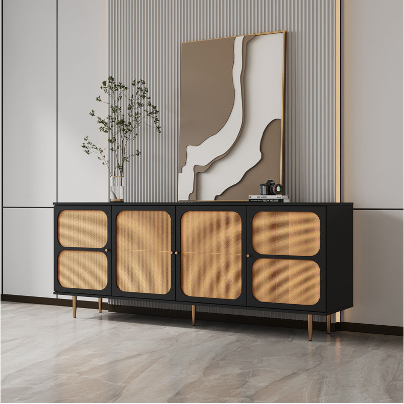 Honalee 70.87'' Rattan  4- Door Console Table,Sideboard,Credenza,Buffet Table with Adjustable Shelves