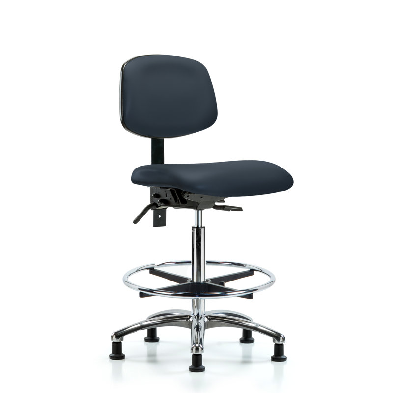 Vivienne Vinyl Drafting Chair, Glides, Imperial Blue, Included