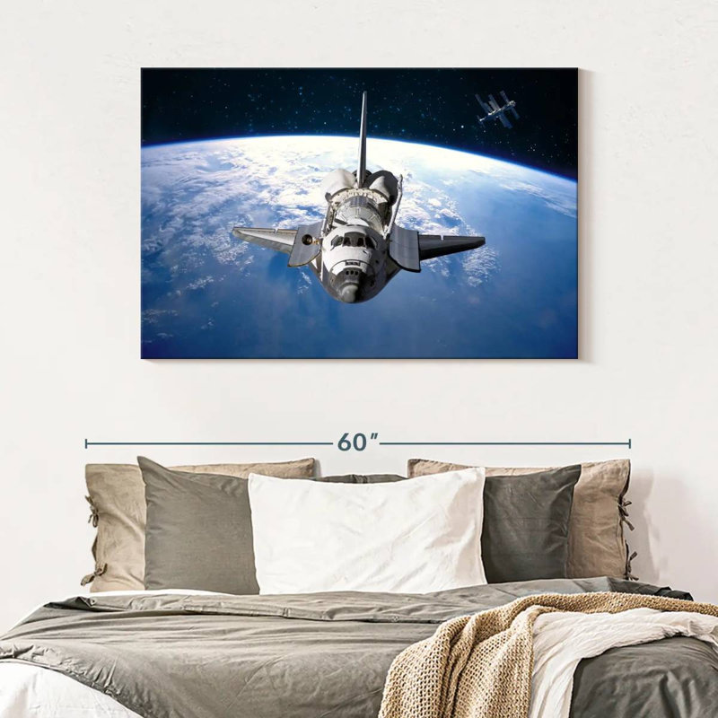 Oberle Space Shuttle Orbiting Earth, 32" H x 48" W