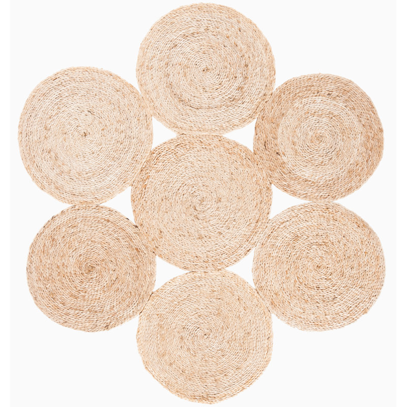 Tapis en jute tissé à la main en fibre naturelle, Rond 6 pi