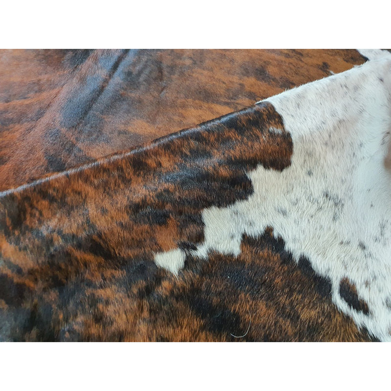 Tapis en cuir de vache blanc Brindle, Nouveauté de 5 pi 6 po x 6 pi 6 po