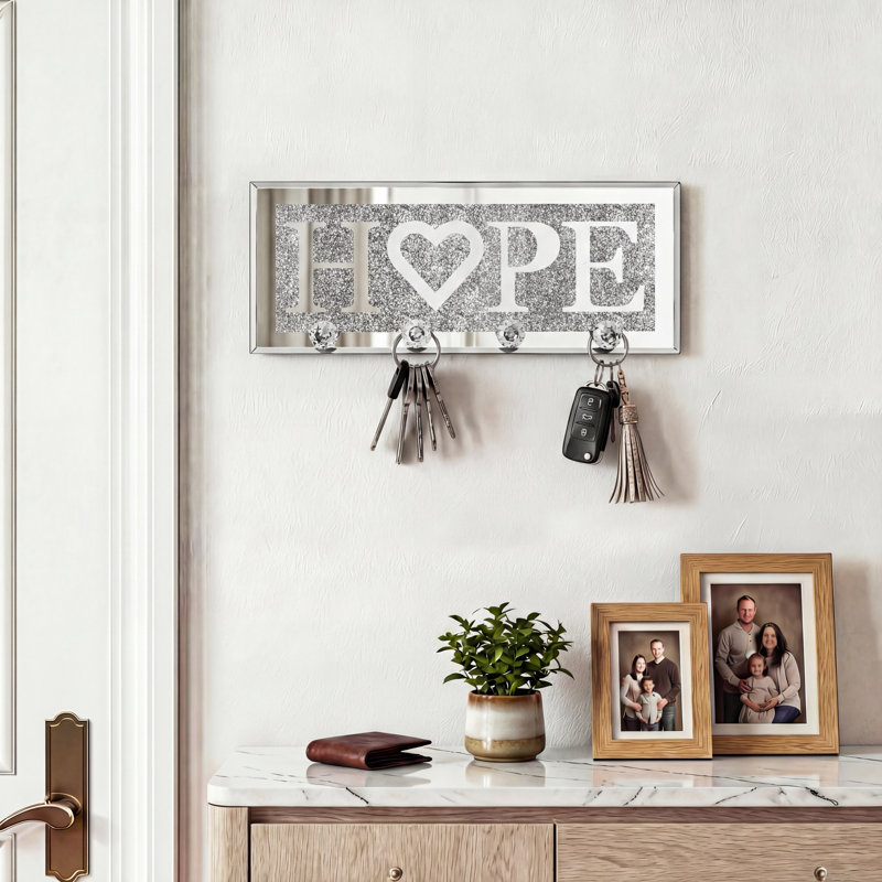 Porte-clés mural avec miroir Hope, Lettre d'espoir